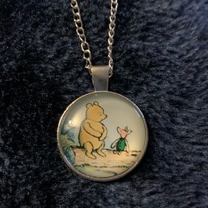 Pooh and Piglet Glass Necklace